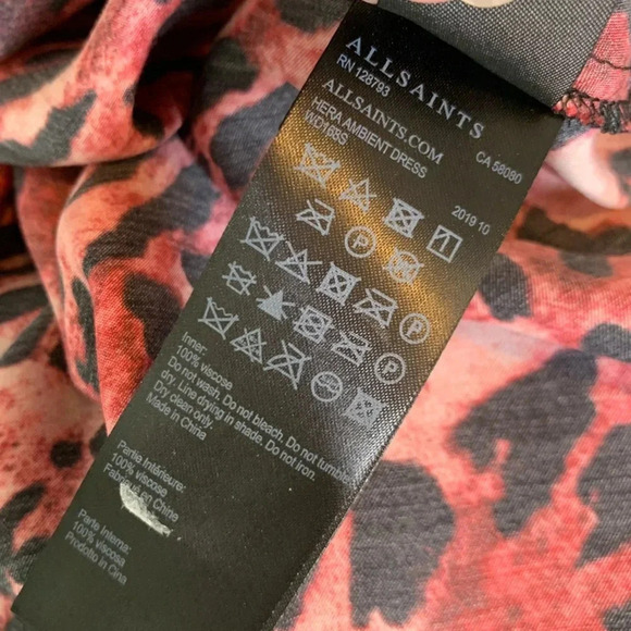 ALLSAINTS Hera Ambient Animal Print Slip Dress Red Size L NWT - Picture 12 of 16